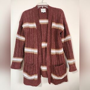 Striped Knit Cardigan Sweater